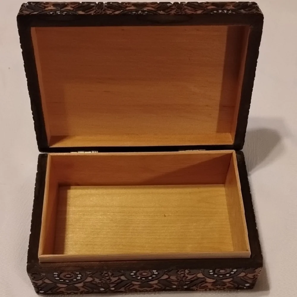 Hand Carved & Painted Wood Box, Made In Poland